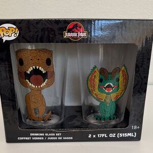 Pop Jurassic Park Drinking Glass Set - Brown and Green